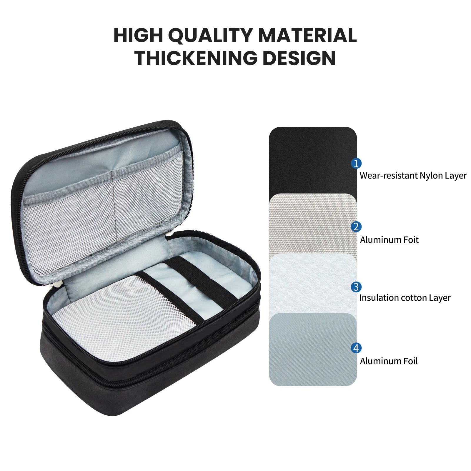 Insulin Bag for Diabetics - Pu Leather Double Layer Case for Insulin Pens, Test Kits, Travel Medical Organizer with Handle