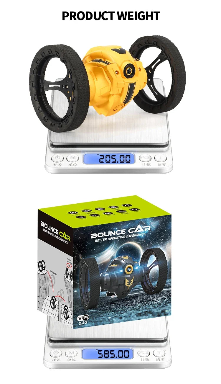 RC Stunt Car With Wifi Hd Camera Bounce Car Flexible Wheels Rotation Led Light Remote Control Jumping Vehicle Toy Gift Q207