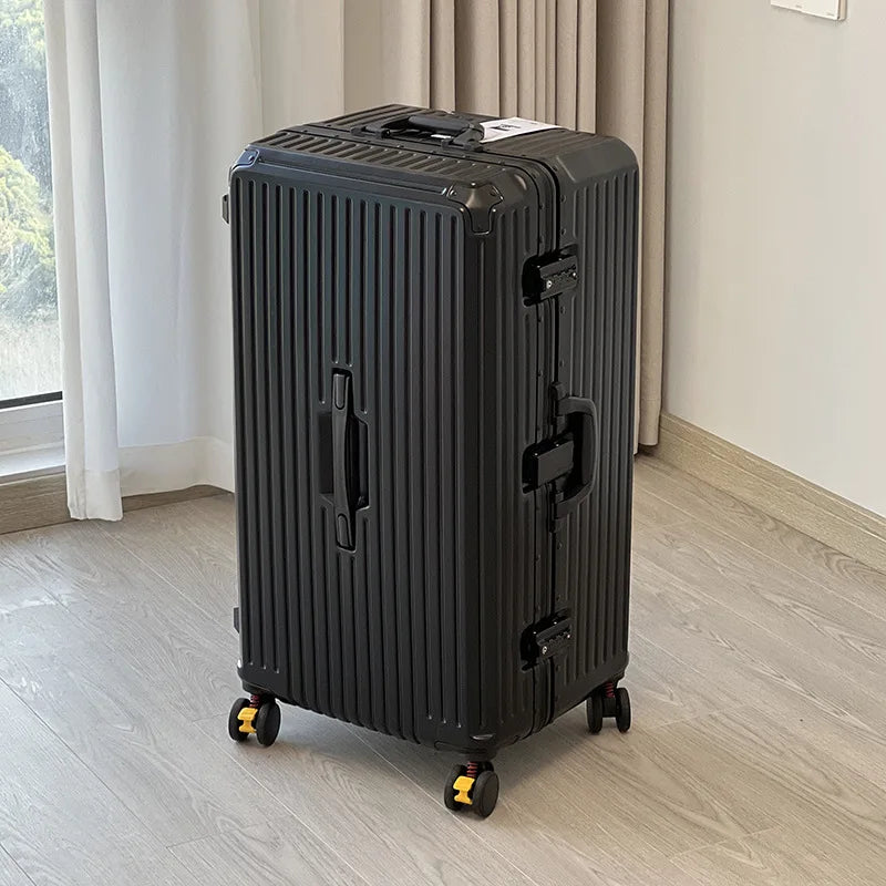 Large Capacity Travel Luggage Aluminum frame Suitcase Trolley Case 24/28/30 inch Travel Suitcase with Cup Holder Boarding Case