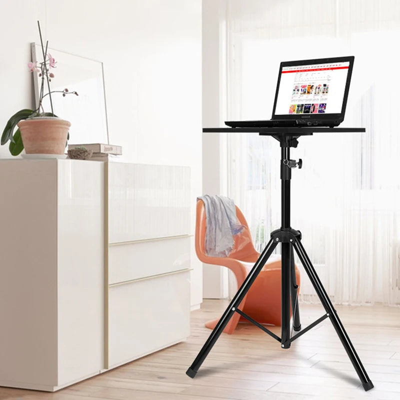 1.8M Portable Laptop Stand Floor Folding Computer Desk Adjustable Height Stable Tripod Speech Study Table for Bed Sofa Standing