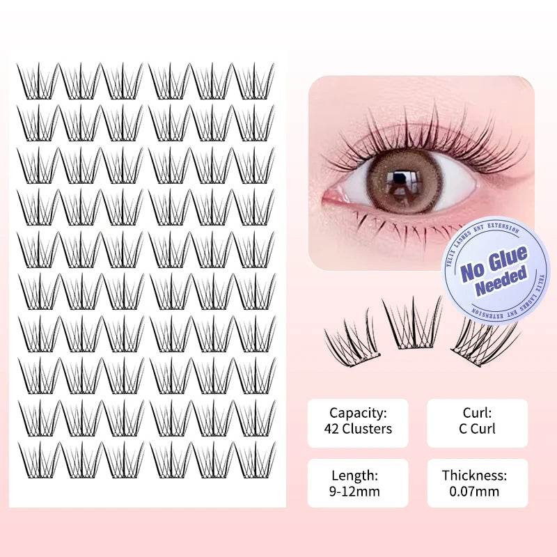 Natural Look Self Adhesive Eyelashes Clusters No Glue Needed Individual Lashes Reusable Soft Lash Extensions For Beginners Easy