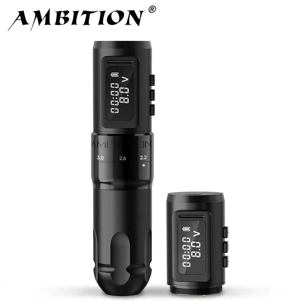 Ambition MARS-U Professional Wireless Tattoo Machine Pen Adjustable Stroke 2.2-4.2mm Cartridge 1800mAh Coreless Motor Tattoo Art