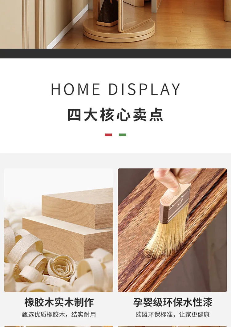 Solid wood full-body mirror floor mirror bedroom home rotatable full-length mirror hanging hanger integrated