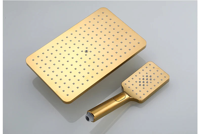 Thermostatic Digital Bathroom Shower Set Rainfall Shower Head Brass Bathroom Faucet Accessories Hot Cold Digital Shower System