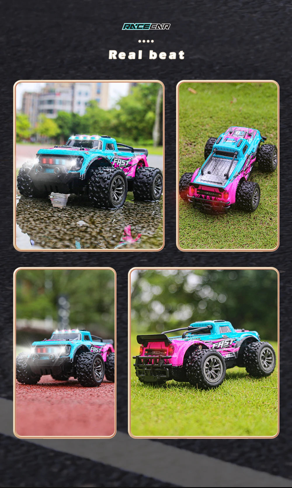 ZWN 1:16/1:20 2.4G Model RC Car With LED Light 2WD Off-road Remote Control Climbing Vehicle Outdoor Cars Toy Gifts for Kids