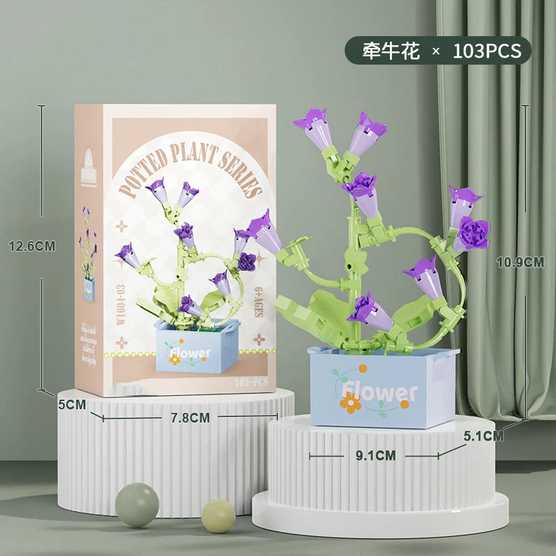 Bouquet Flower Mini Diy Building Block Toys for Children Bricks Blocks for Adults Constructor Micro Bricks Construction Set Gift