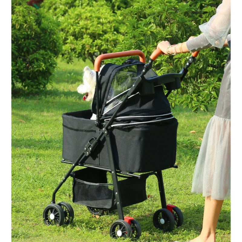 Pet Stroller Dog Cat Large and Small Dog Out Pet Cart Outdoor Travel Lightweight Foldable Cat Supplies