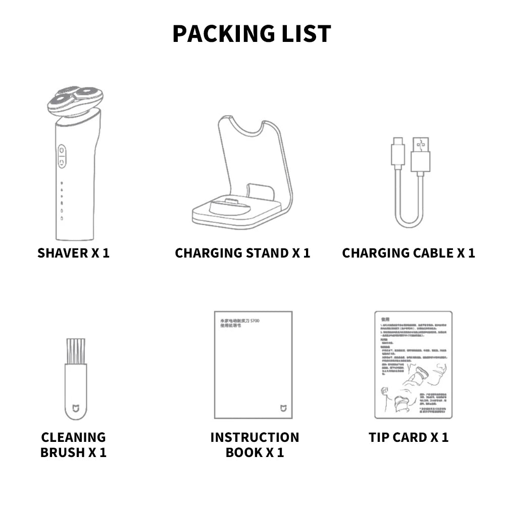 XIAOMI MIJIA Electric Shaver S700 Portable Flex Razor 3 Head Shaving IPX7 Waterproof Washable Beard Trimmer Trimer Cutter 30 day
