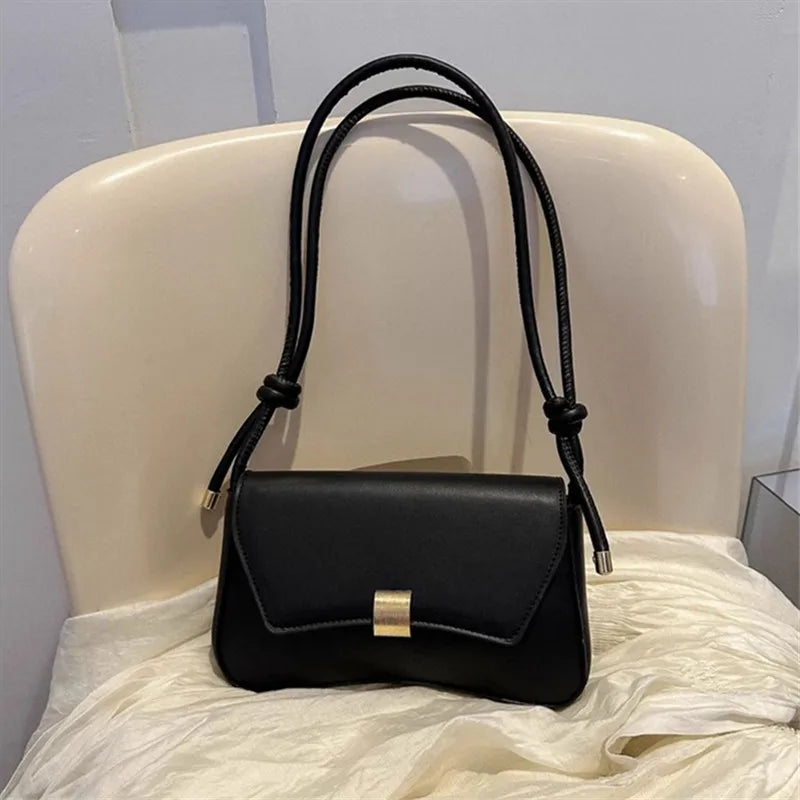 Simple Metal Buckle Handbag MessengerBag, Stylish and Versatile Shoulder Underarm Bag, Chic Baguette Bags for Women Daily Use