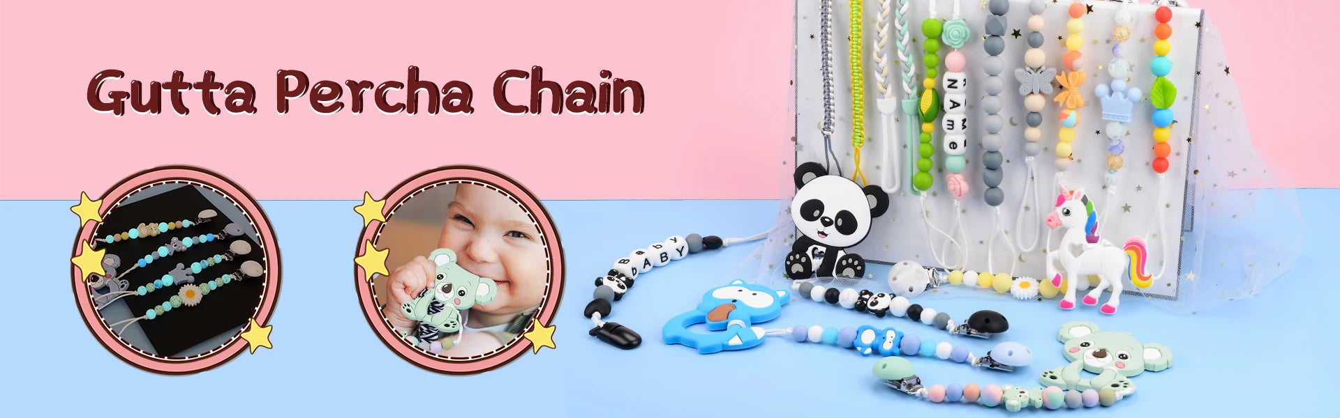 Lofca Silicone Clip 5 PCS Baby Pacifiers for DIY Pacifier Chain Nursing Teething Baby Gifts Food Grade Free BPA Baby