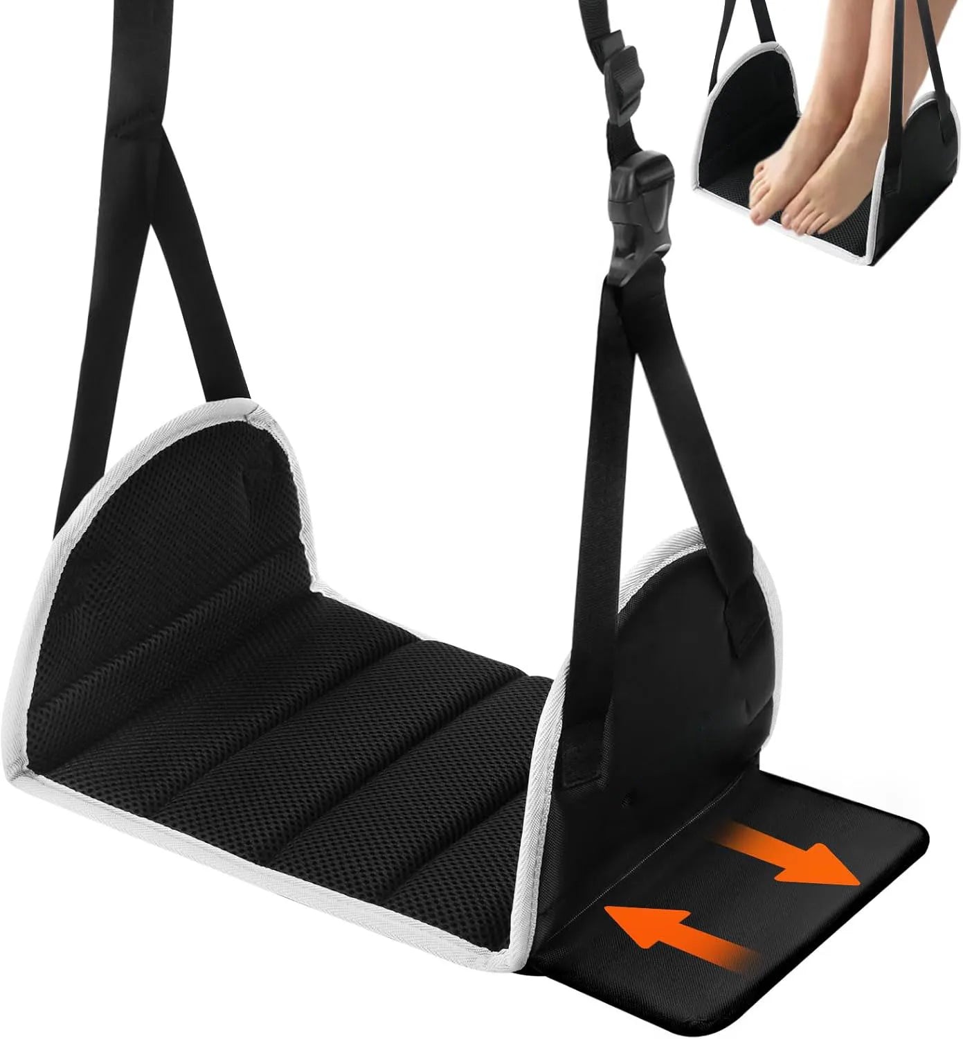 Airplane Foot Hammock Adjustable Foot Rest by Thicked Memory Cotton Filling, Travel Essentials with Removable Support Plates