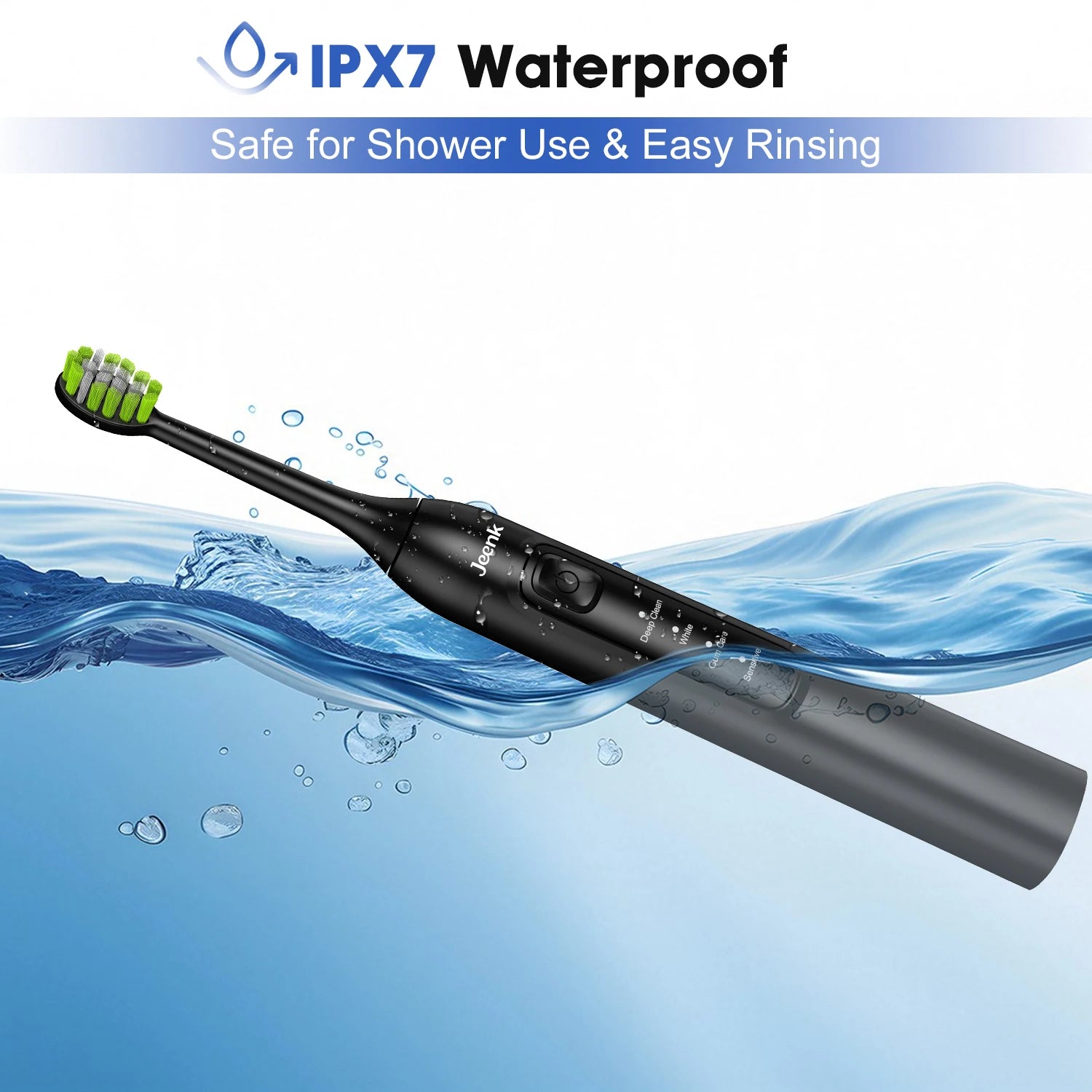 Jeenk JK-Y05 Sonic Electric Toothbrush 4 Modes USB Charger with 6 Replacement Heads Smart Timer Waterproof Soft Bristles Adult