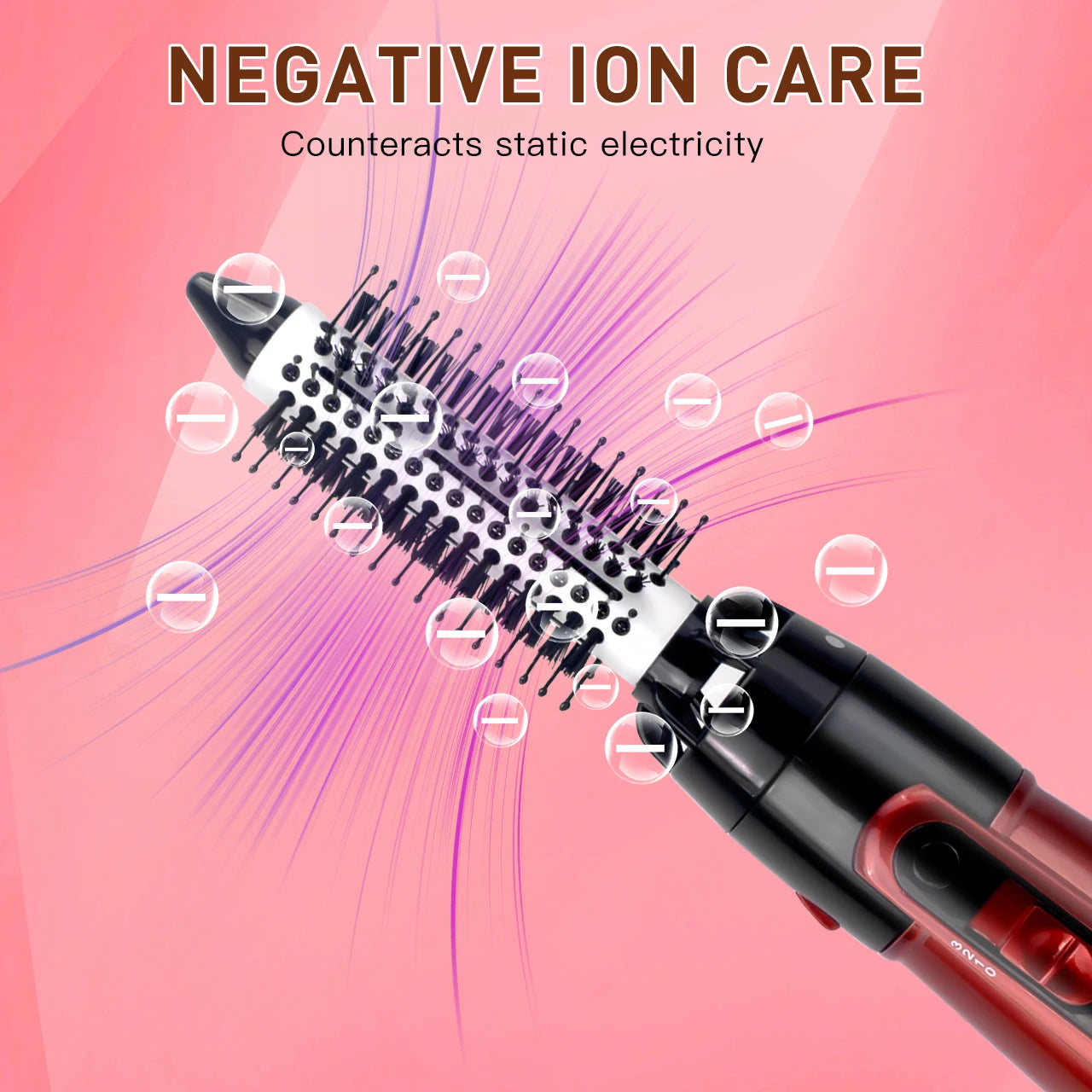 Solimpia 3-Head Hot Air Brush Hair Dryer Strong Wind Electric Straightener Curler Roller Comb Blower Styling Tool for Woman 800W