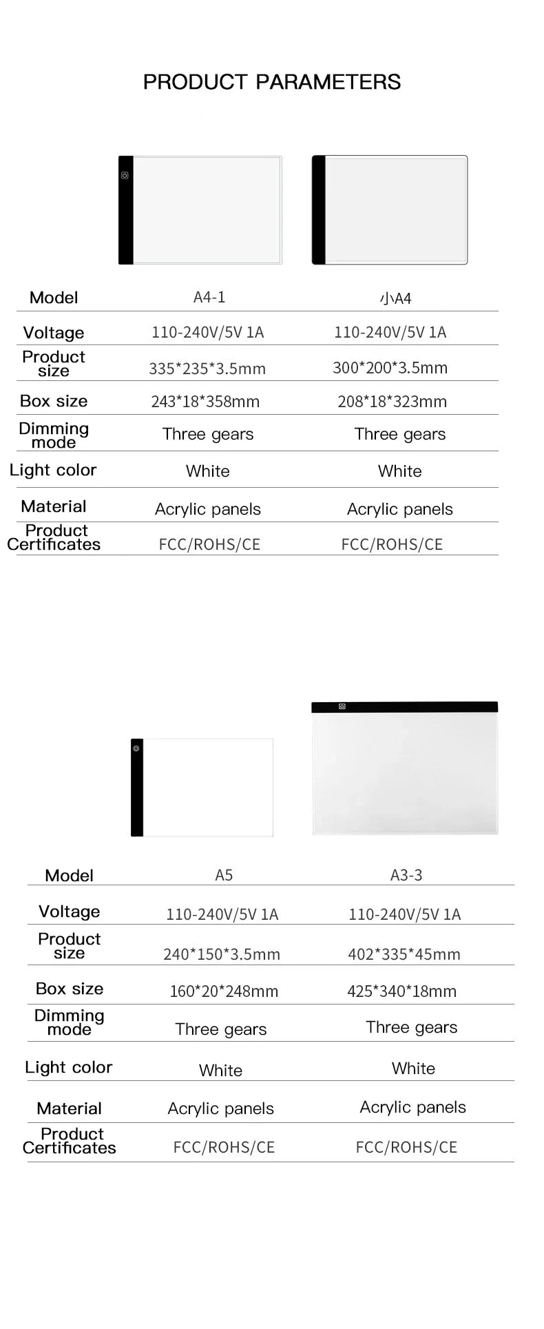 A3/A4/A5 3-Level Dimming Led Drawing Copy Pad Board Children's Toy Painting Educational Kids Grow Creative Gifts For Children