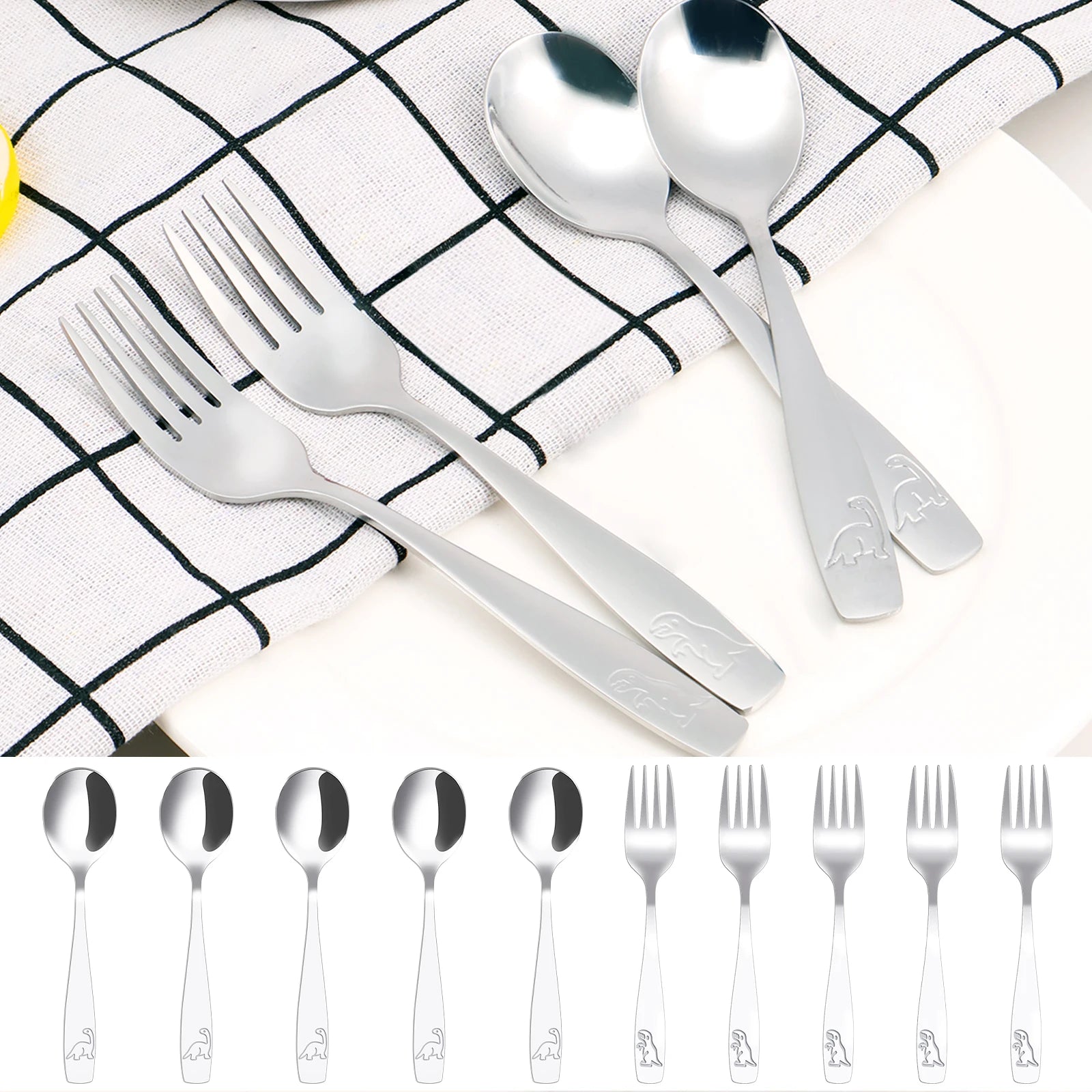 10/20Pcs Toddler Silverware Set Stainless Steel Kids Utensil Set Including Spoon and Fork Children Silverware for Party Holiday