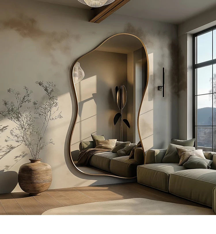 Large Size Full Body Mirror Standing Art Wall Luxury Irregular Frame Accent Unique Mirror Xenomorph Espelhos Trendy Furniture