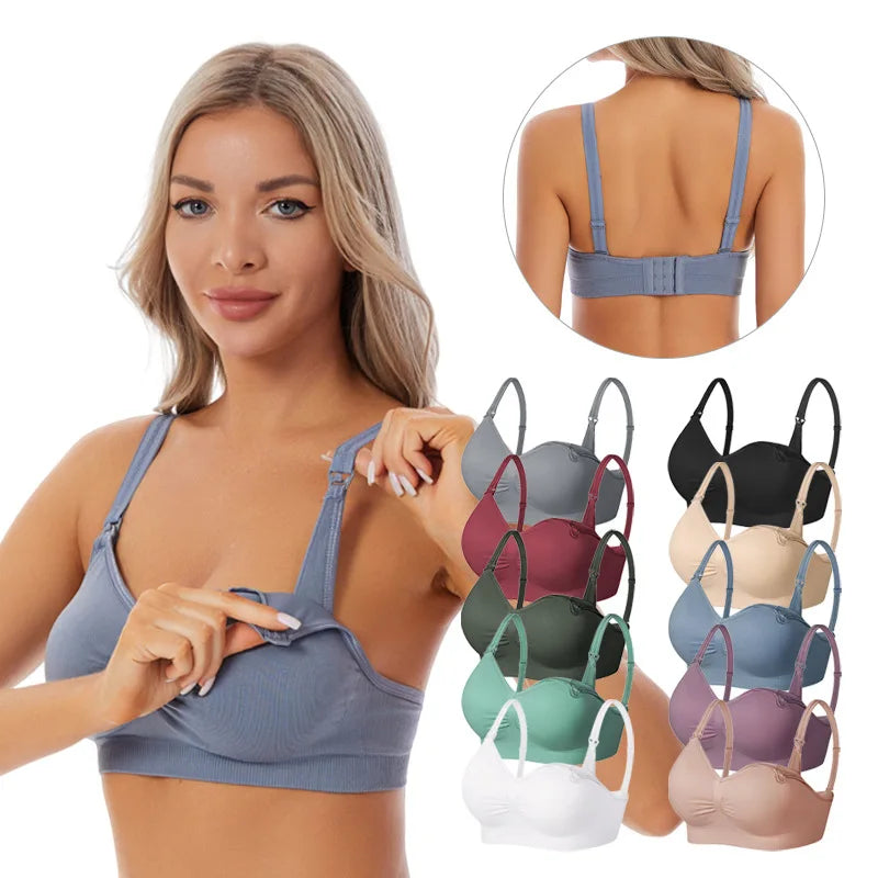 New Wireless Front Open Nursing Bra Soft Lace Breathable Seamless Maternity Breastfeeding Bras Maternal Support For Pregnant