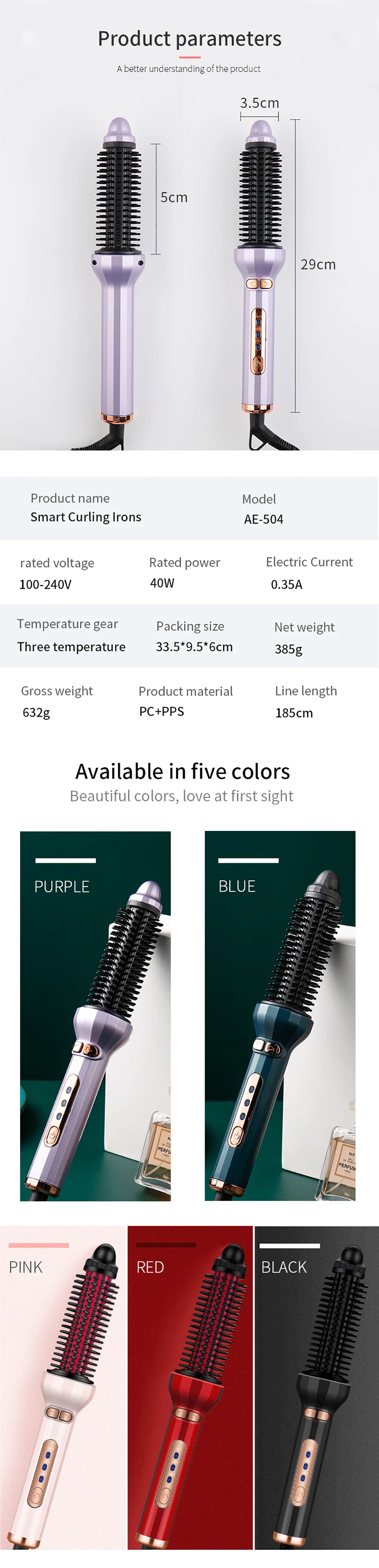 Automatic Rotating Electric Hair Brushes 2 in 1 Straightening and Curling Ionic Hot Comb Ceramics Fast Heating Anti -scalding