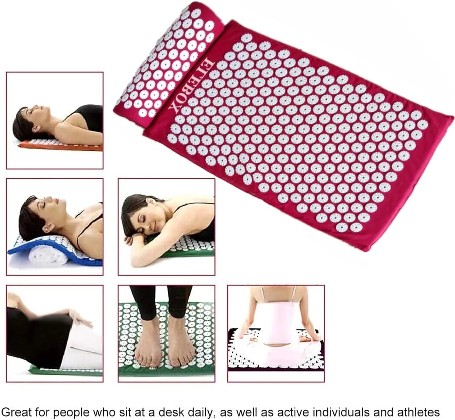 Acupressure Mat Massage Acupuncture Mat and Pillow Set  with Spike Points for Neck, Back and Stress Relief