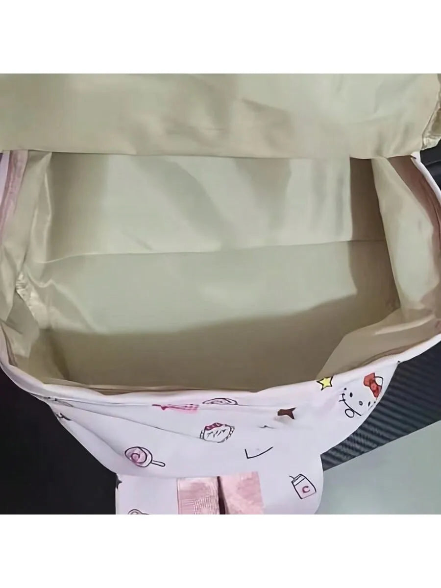 Sanrio Backpack, Kawaii Stylish  Bag, Women's Colorblock Rucksack, Large Capacity Foldable Outdoors Daypack