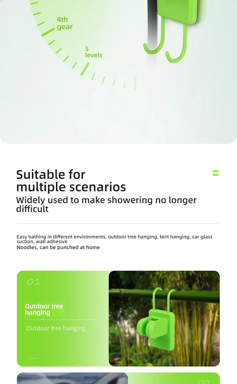 Portable Outdoor Camping Shower Set Waterproof with Digital Display Rechargeable Electric Shower Pump Hiking Travel Pet Watering