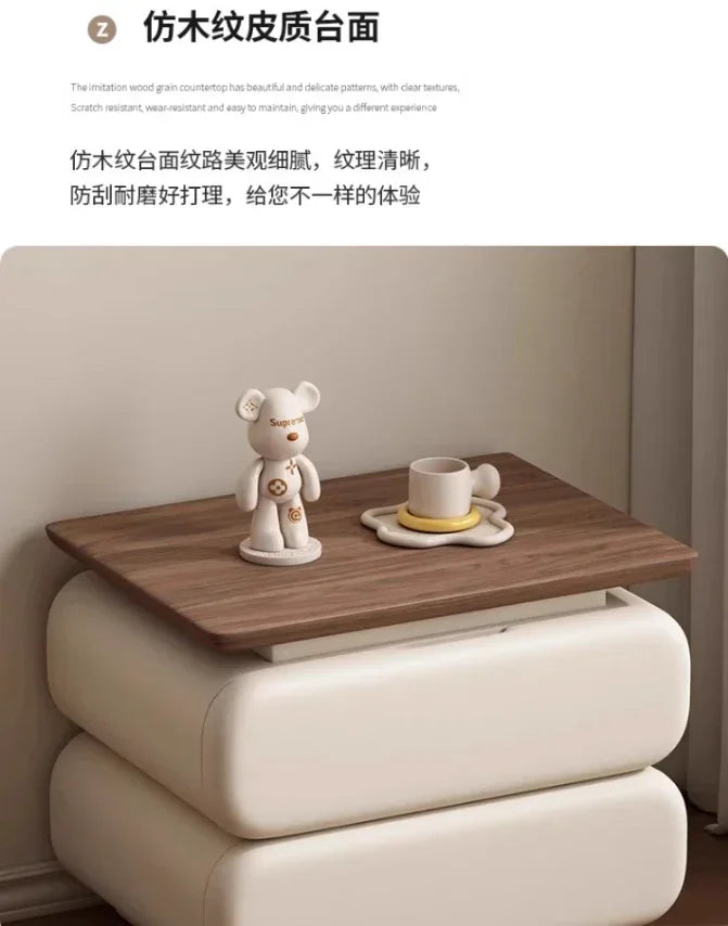 Cream Style Bedside Table Space Saving Nordic Trendy Unique Nightstands Storage Drawers Mesita De Noche Bedroom Furniture