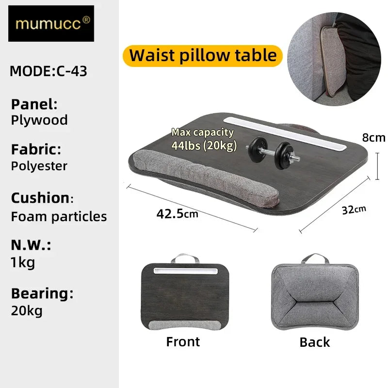 MUMUCC Lazy Laptop Table with Cushions and Slots, Multifunctional  Mini Pillow Table, Portable Room Desk, Office Lumbar Support