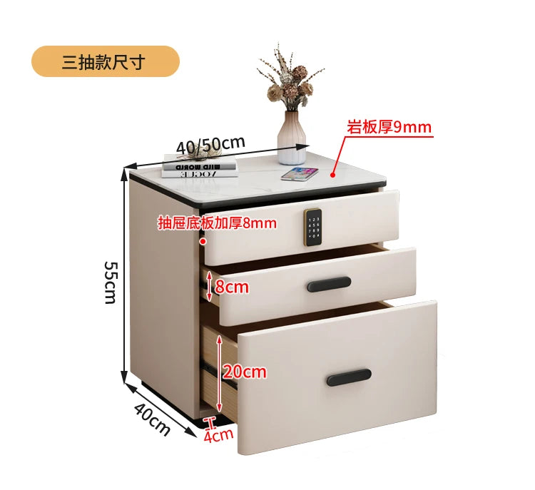 Safe Luxury Bedside Table With Lock Secret Compartment Glamour Metal Nightstands Designer Multifunctional Criado Mudo Furnitures