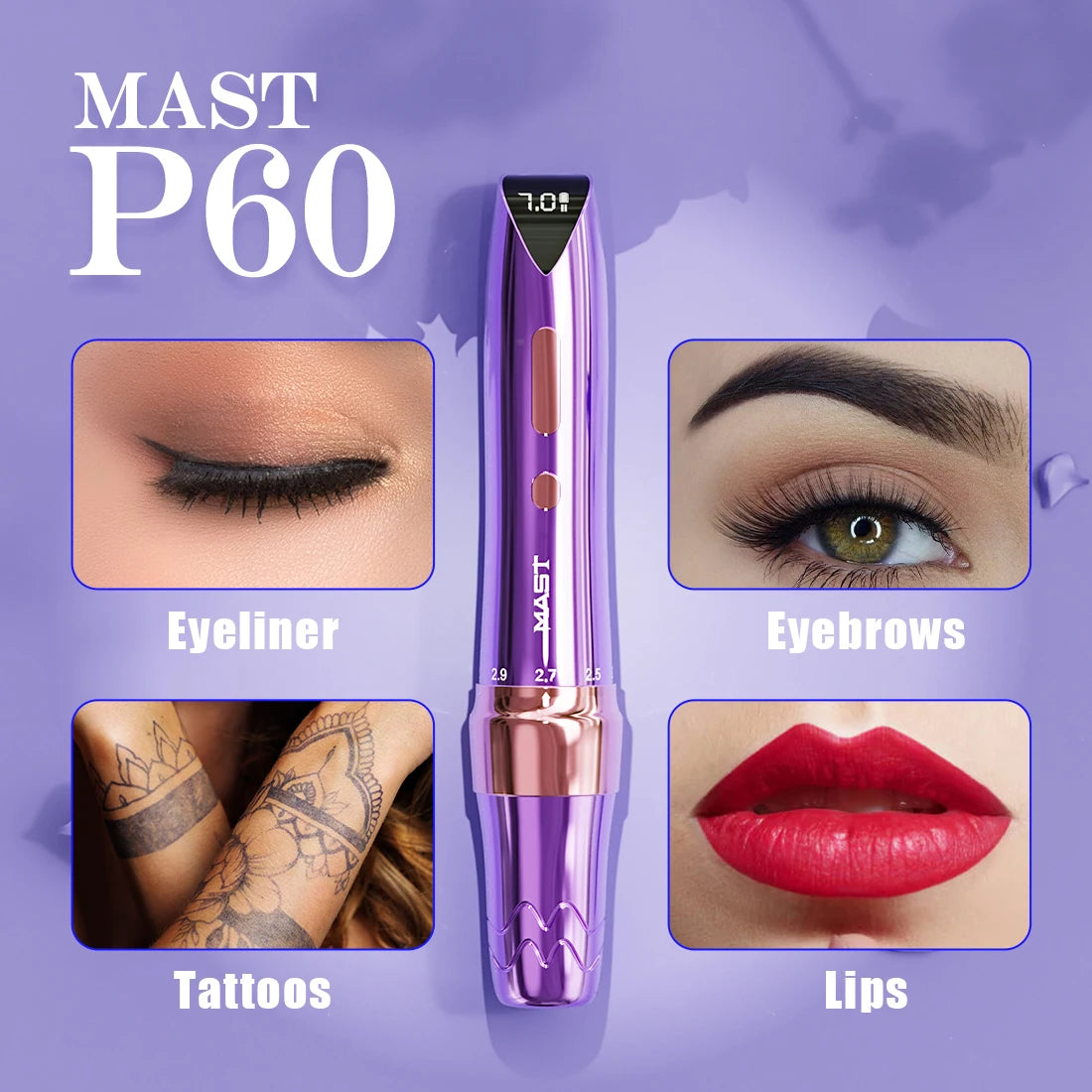 Mast P60 Permanent Makeup Machines 5 Strokes Wireless Tattoo Machine Eyebrow Lip PMU Pen Pro Artist Tattoo Supplies