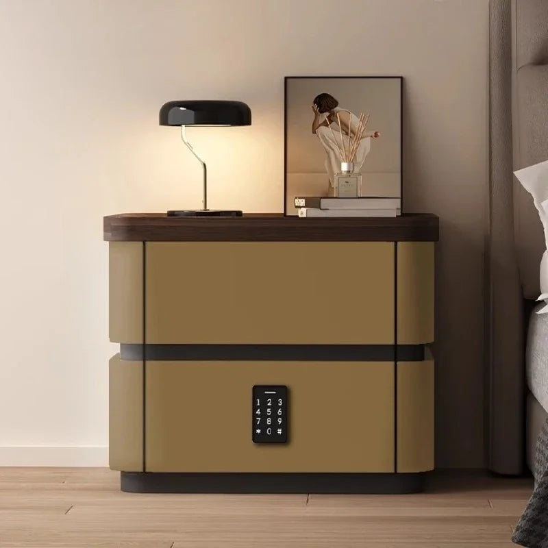 Smart Bedside Table Side With Combination Lock Deluxe Bedside Table Locker Safe Box Cabinet Nightstands Home Bedroom Furniture