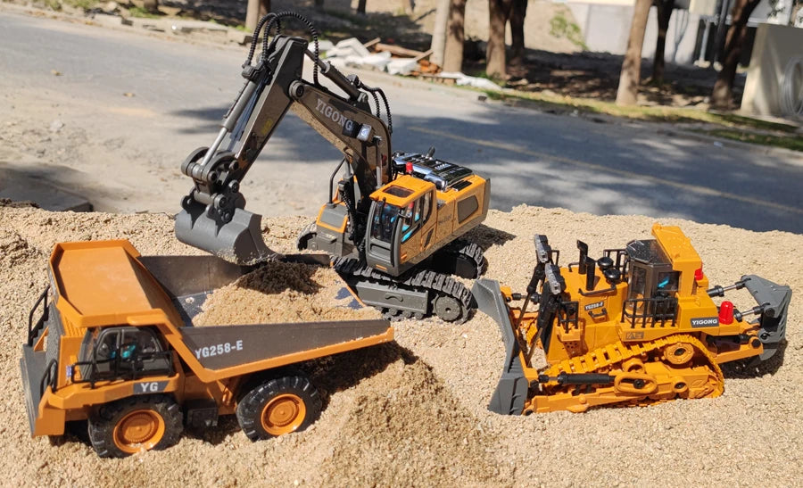 4WD Remote Control Excavator 4x4 Alloy Dump Truck Bulldozer Radio Model RC Car Construction Vehicle Toy Children Kids Gifts