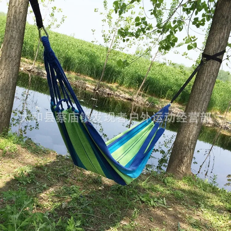Canvas Single Hammock Outdoor Camping Indoor Children's Swing Thickened Striped Hammock