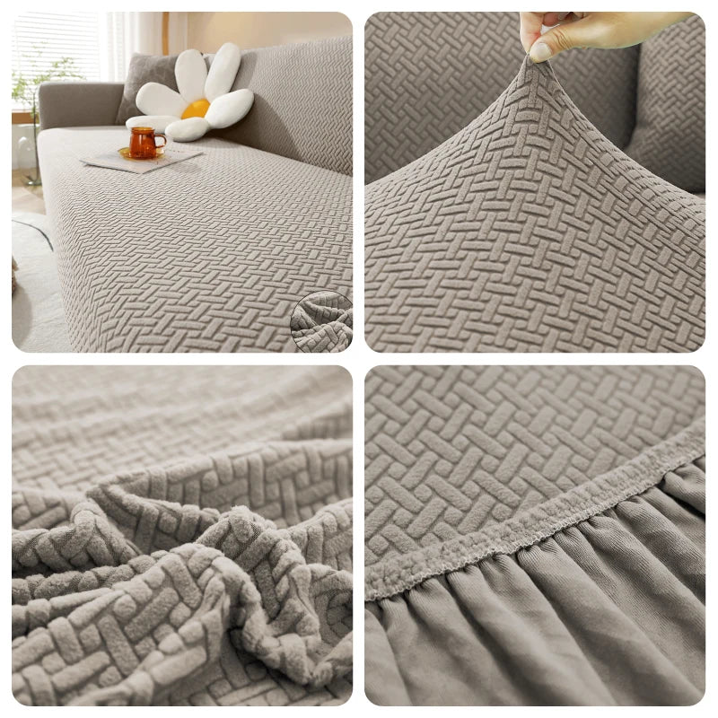 Jacquard Elastic Sofa Cover For Living Room Slipcovers Stretch Polar Fleece Armchair Protector L Shaped Sofa 1/2/3/4 Seater Home