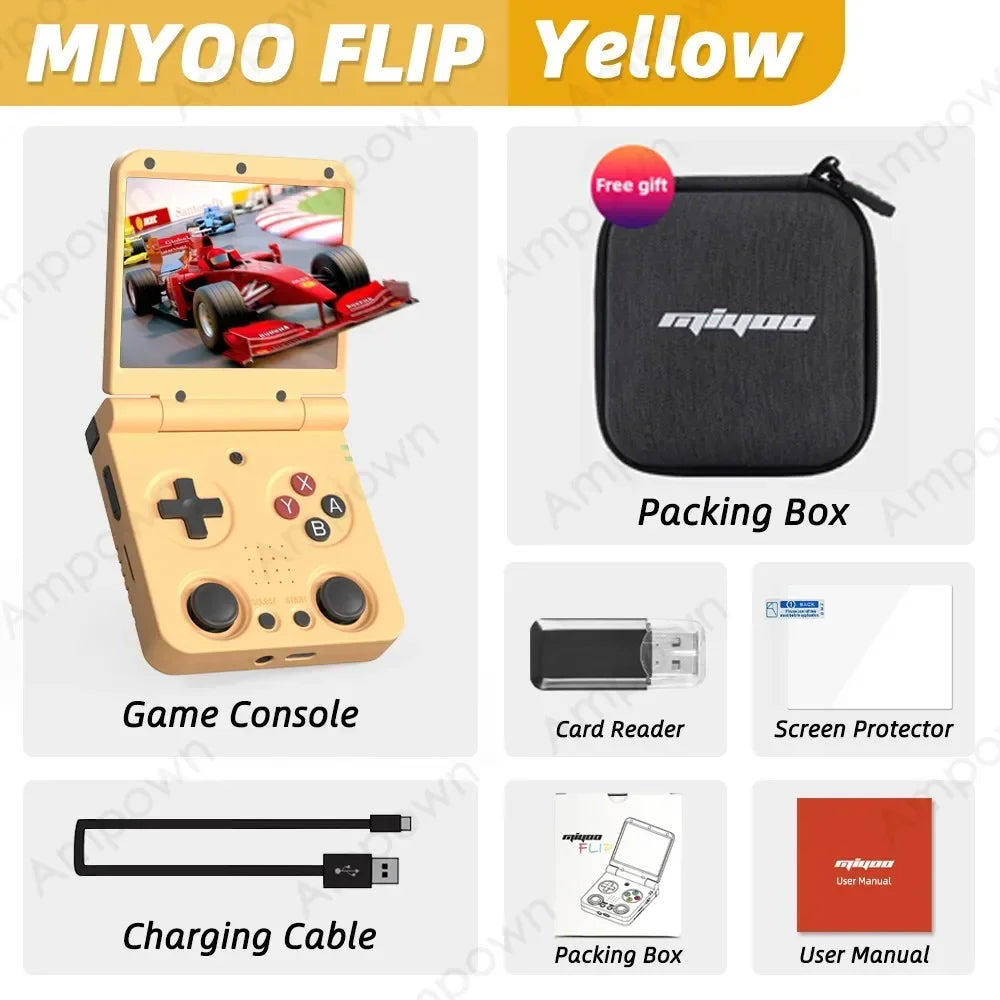 MIYOO FLIP V2 Handheld Game Console 3.5'' IPS Screen Linux OS Onion OS Retro Video Game Consoles Free Storage Bag Player Gifts