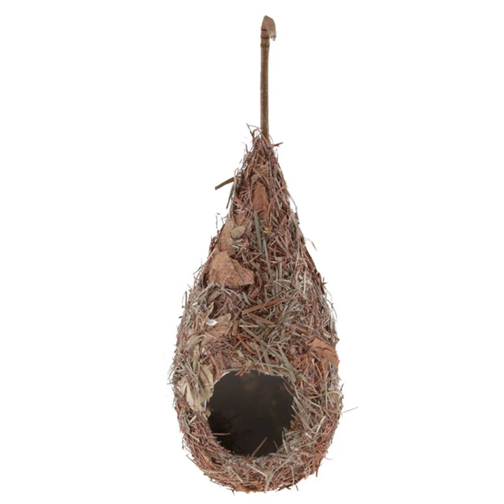 1/2PCS Bird House Natural Grass Hummingbird Bird Nest Fiber Hand-Woven Roosting Nest Bird Hut for Yard Decoration