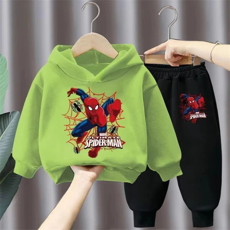 Marvel Spring Autumn Children's Clothing Sets Spiderman Boys Sweatshirt+Sweatpant 2pcs Kids Hooded Sport Pullover Set Tracksuit