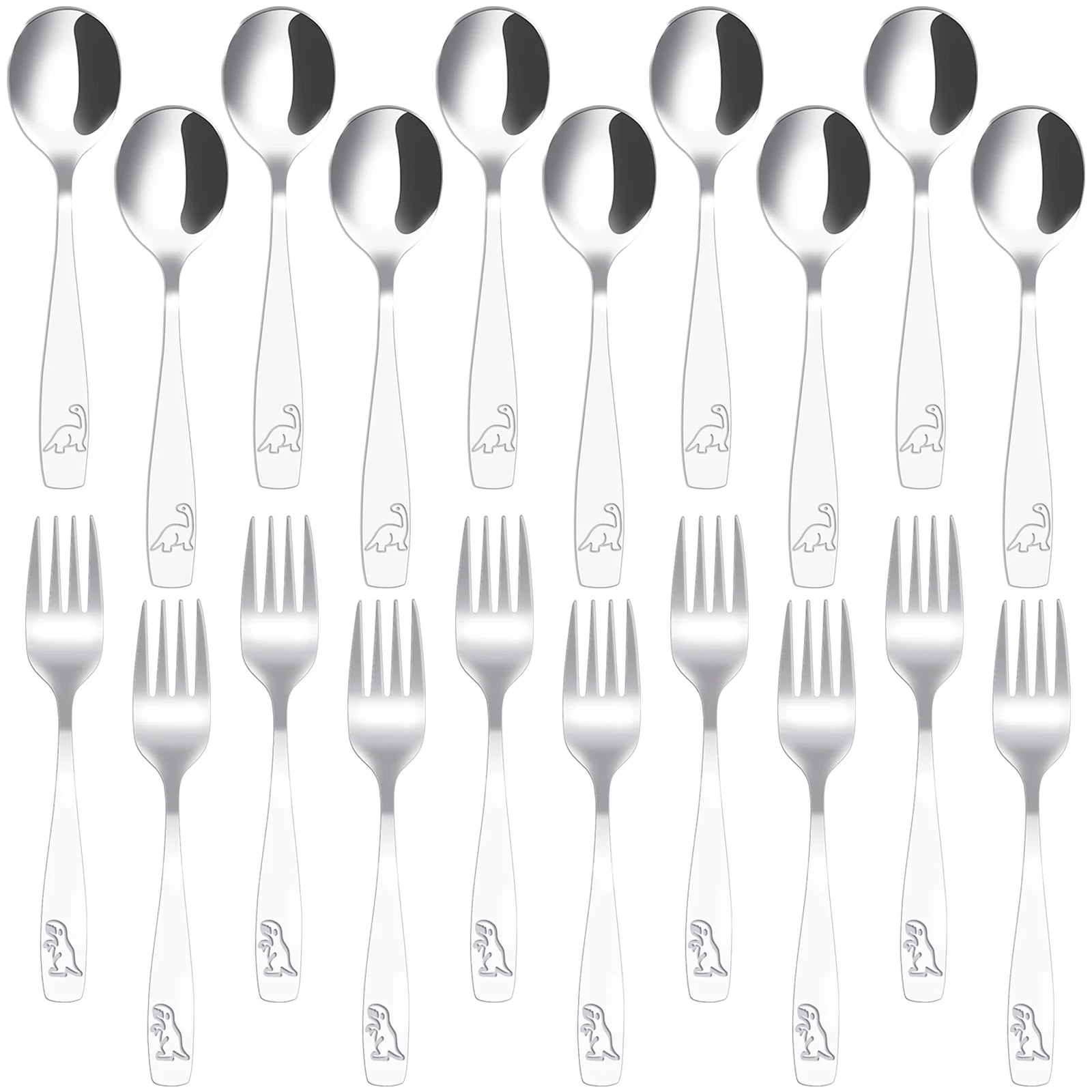 10/20Pcs Toddler Silverware Set Stainless Steel Kids Utensil Set Including Spoon and Fork Children Silverware for Party Holiday