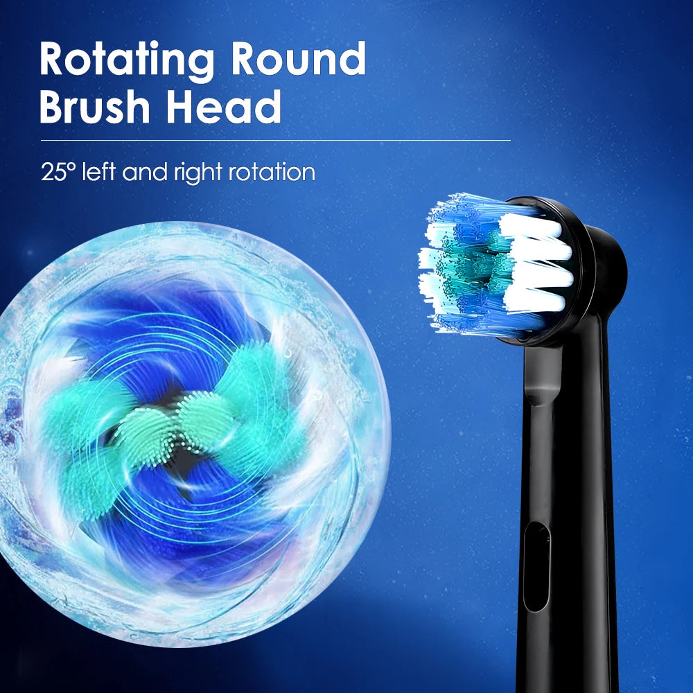 Intelligent Rotating Electric Toothbrush, Rechargeable Rotary Toothbrush Compatible with Oral B Replacement Electric Brush Heads