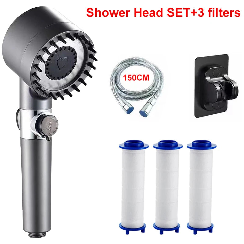 4 Modes Showerhead High Pressure Shower Head With Water Filtration Massage Shower Head Rainfall Shower Bathroom Accessories