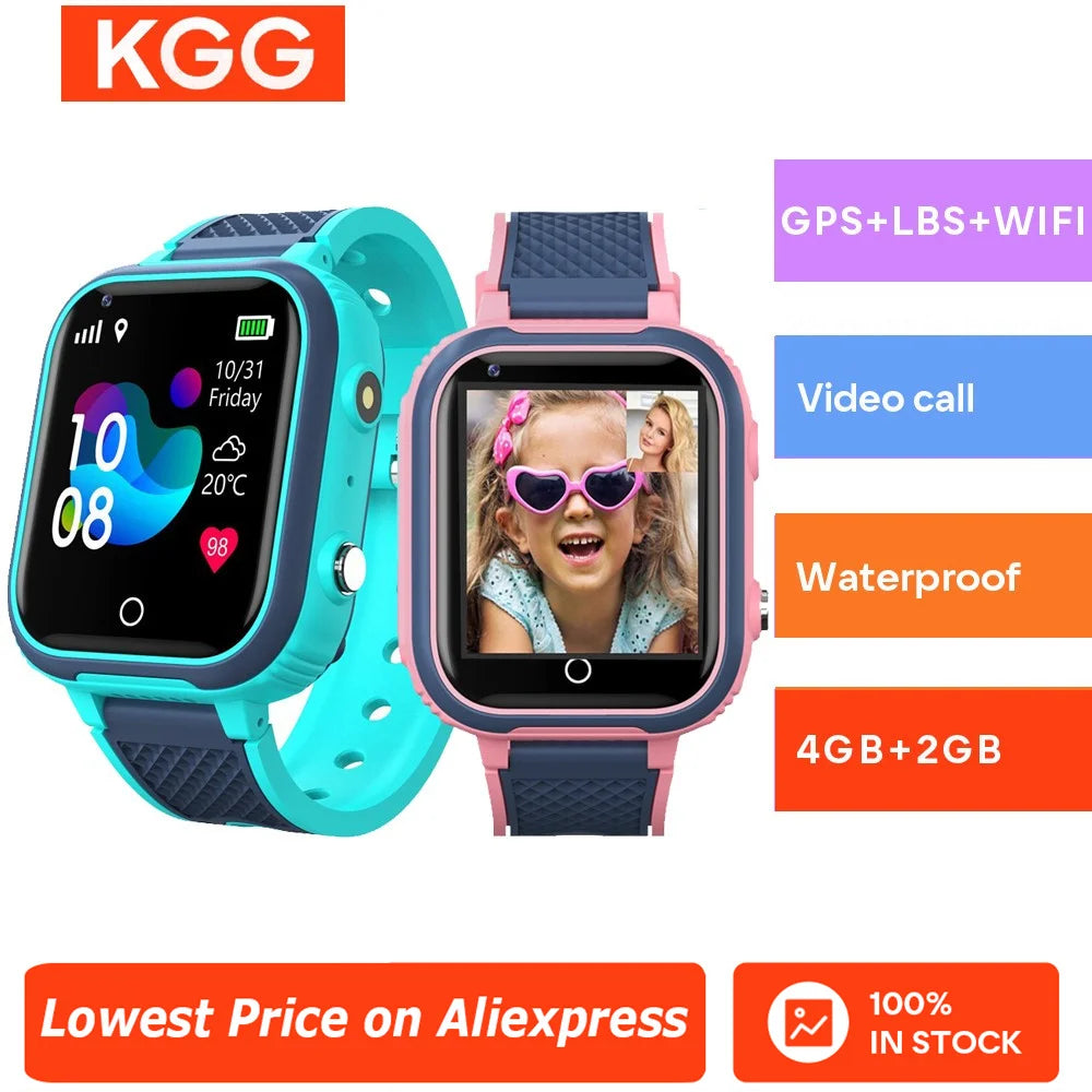Kids 4G Smart Watch LT21 4GB GPS WIFI Video Call IP67 Waterproof Child Smartwatch Camera Monitor Tracker Location Phone Watch