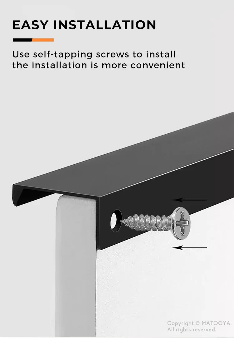 Hidden Furniture Handles Matte Black Gold Silver Kitchen Cabinet Pull Wardrobe Pull Not punched Handles for Cabinets and Drawers