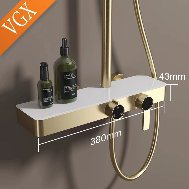VGX Gold Shower System Set Bathroom Shower Faucet Set 3-way Rainfall Shower Set Shower Mixer Crane with Hand Shower Set Grey