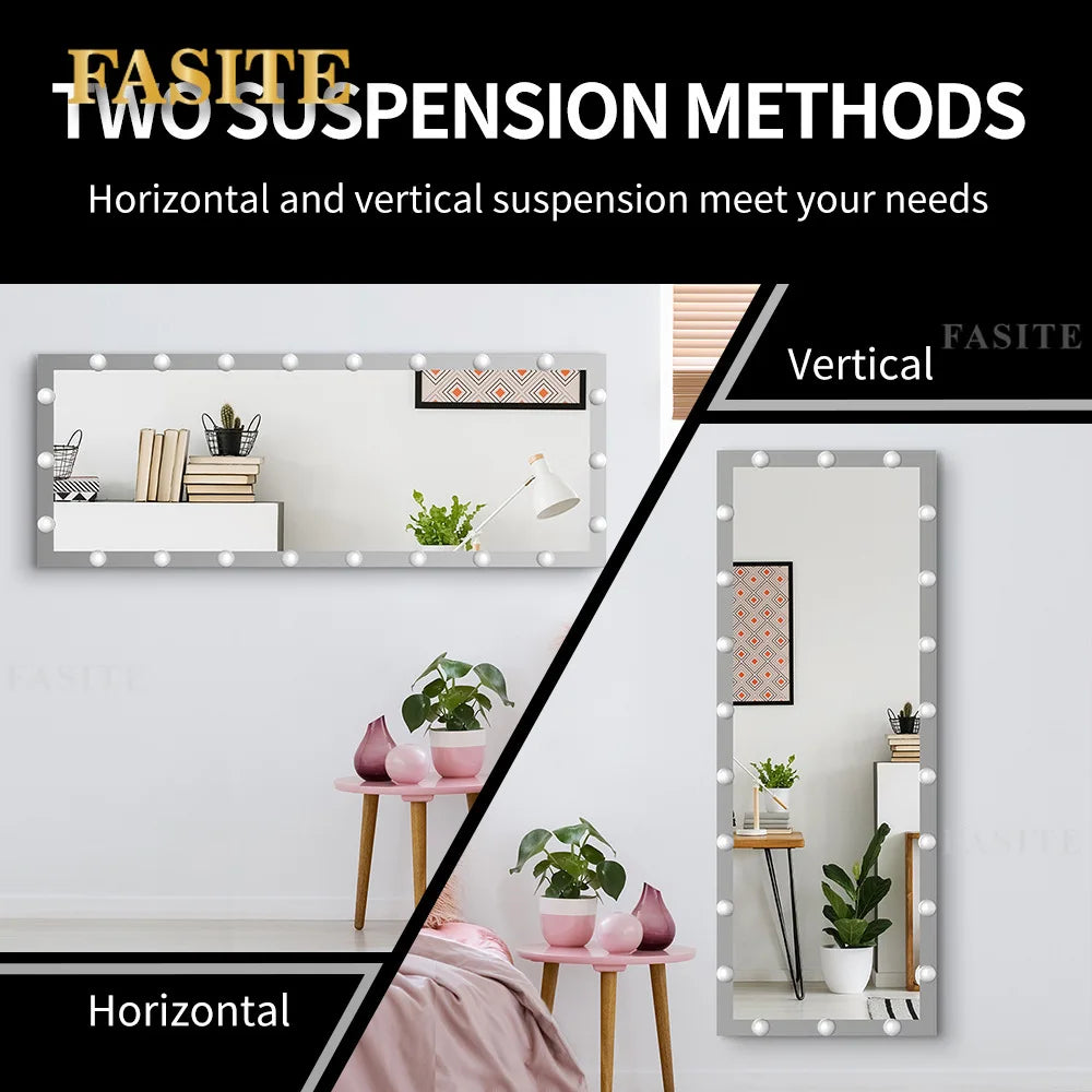 Smart LED full-body mirror with lamp bedroom wall-mounted fitting mirror household vertical floor-to-ceiling mirror