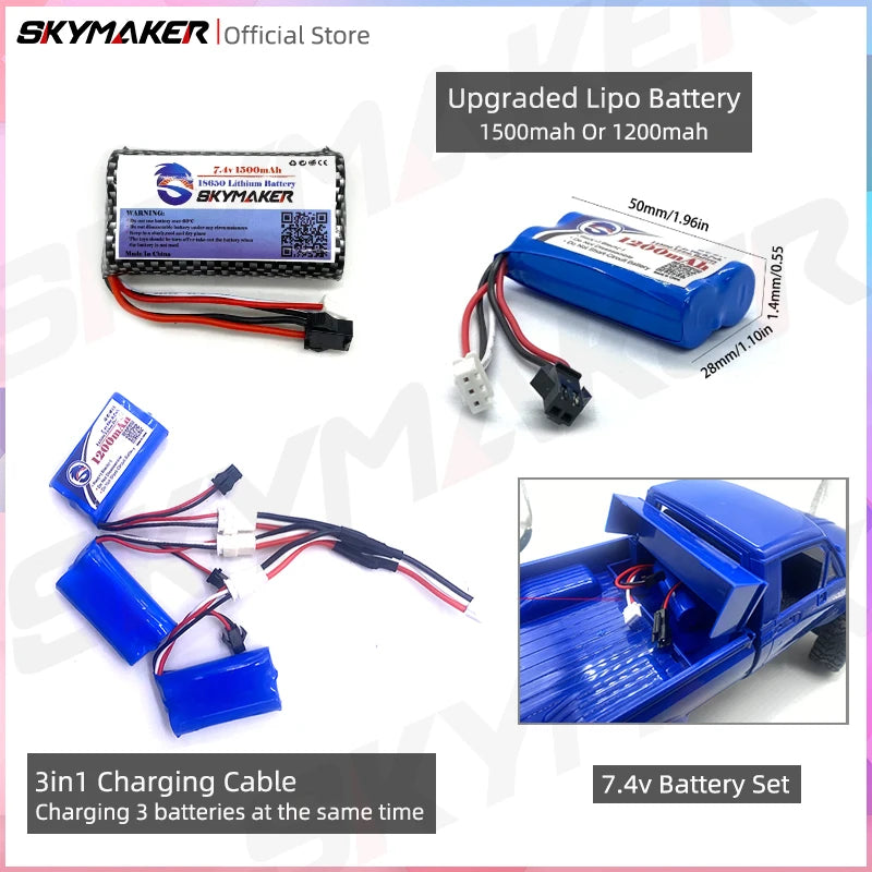 WPL C24-1 Full Scale RC Car 1:16 2.4G 4WD Rock Crawler Electric Buggy Climbing Truck LED Light On-road 1/16 For Kids Gifts Toys