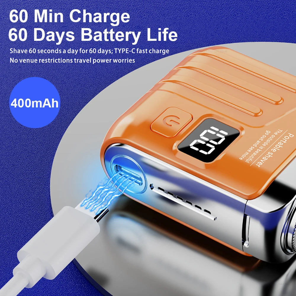 Electric Shaver Men Beard Trimmer Wet Dry Use Dual Blades Razor USB Rechargeable Mini Portable Face Beard Shaver For Home Travel