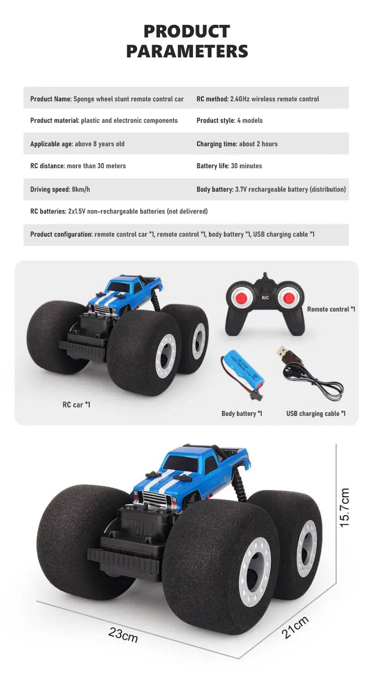 RC Car Stunt Drift Soft Big Sponge Tires Buggy Vehicle Model Radio Controlled Machine Remote Control Toys For Boys Gifts Indoor