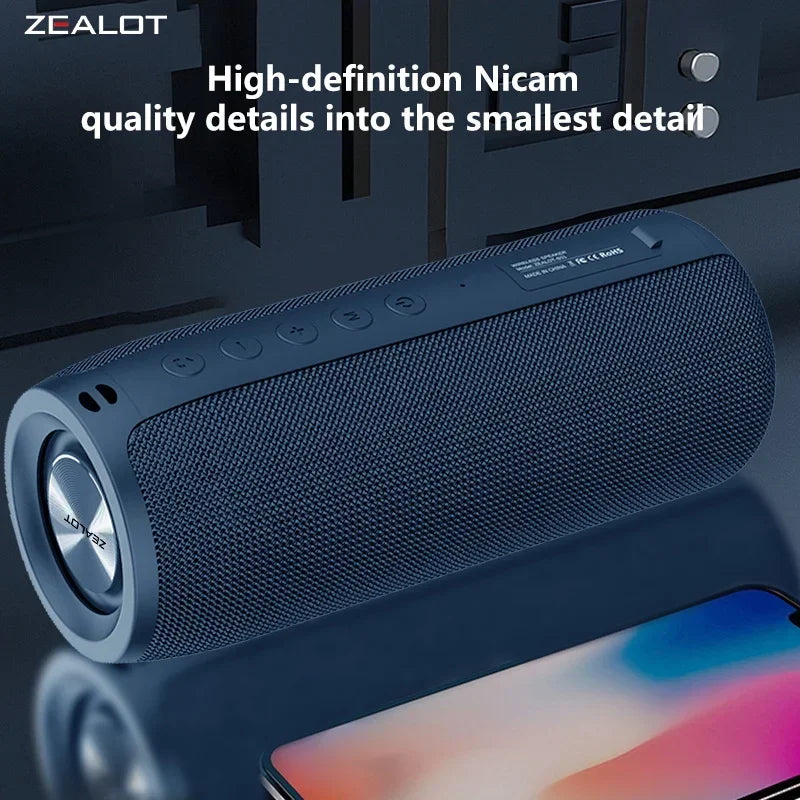 Zealot -S51 Wireless Speakers, Outdoor Portable Subwoofer Speaker ,Waterproof IPX 5, , Dual Pairing,1800mAh