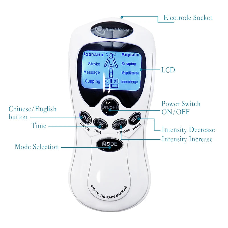 Tens Machine Physiotherapy Electronic Pulse Muscle Stimulator Relax Neck Back Shoulder Hand Pain Relief Electrotherapy
