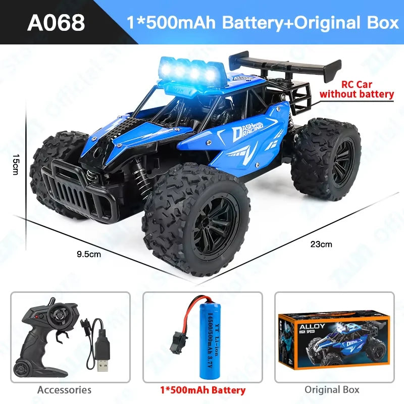 ZWN 1:16 2.4Gh Model RC Car With LED Lights 2WD Off-road Remote Control Climbing Vehicle Outdoor Cars Toys for Boys Girls Gifts