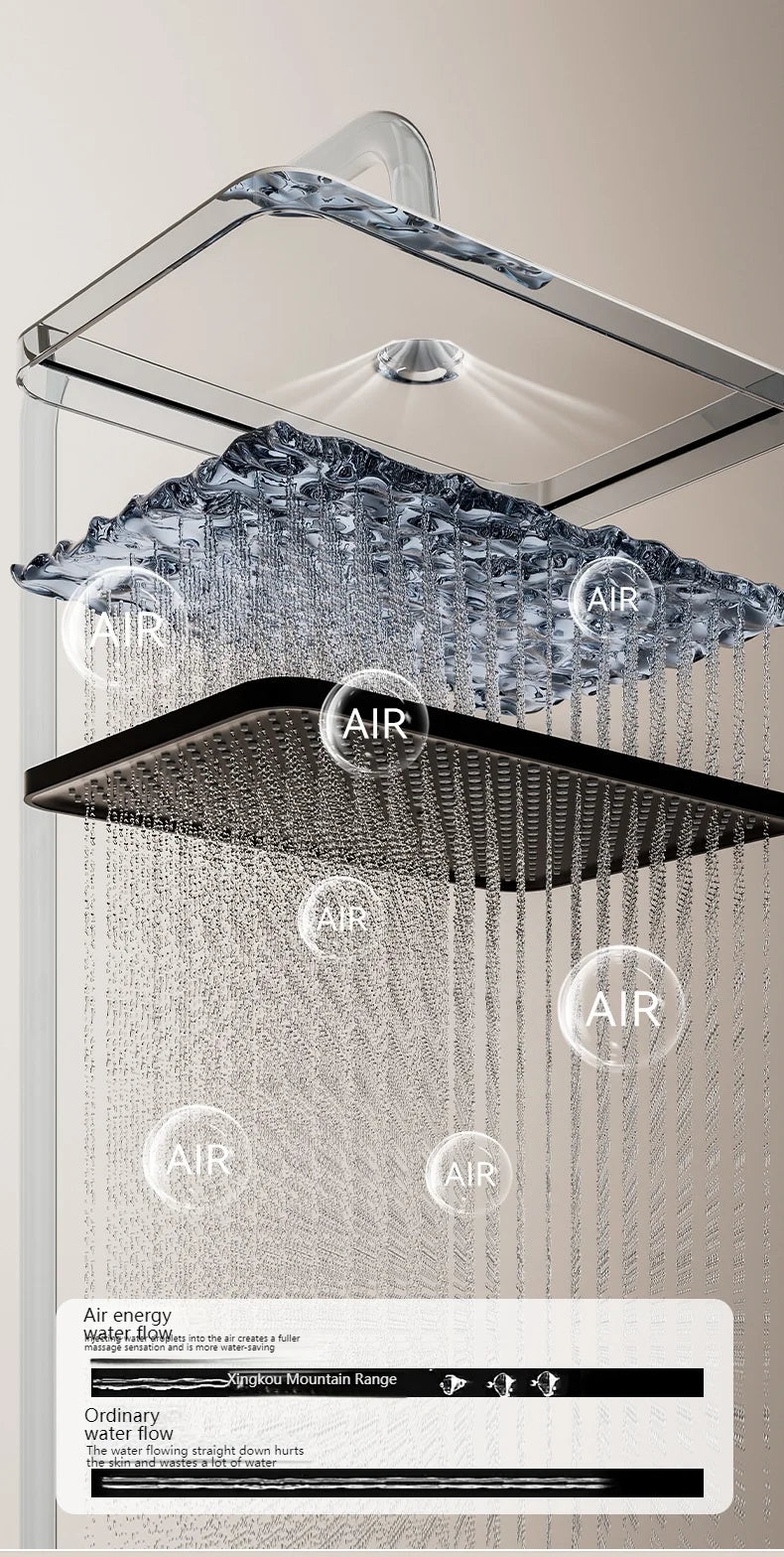 Smart Digital Display Bathroom Shower Set Piano Key Rainlfall Bath Showers System Set Apartment Bathtub Shower Faucet Full Set